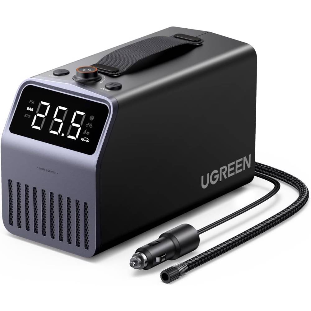 მანქანის კომპრესორი UGREEN ET723 (35976) PRO, Portable Tire Inflator, Grey/Black