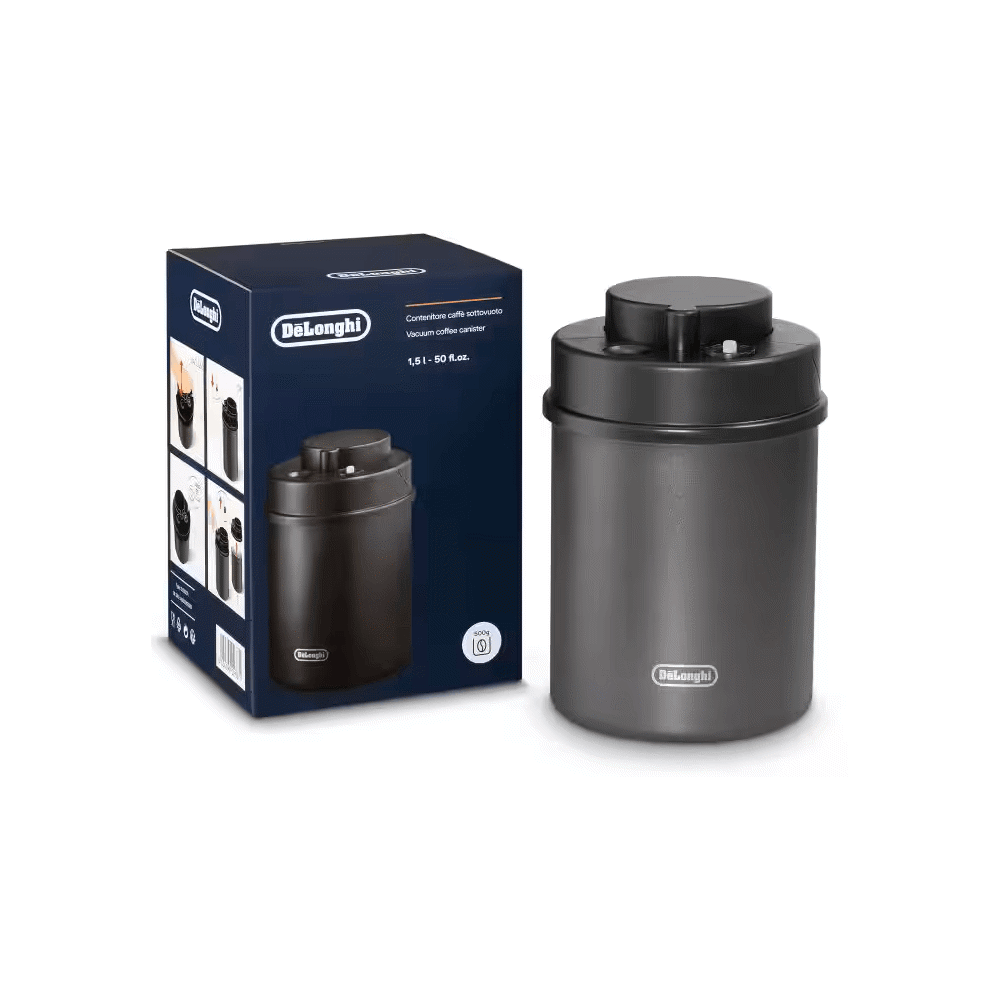 ჰერმეტული ყავის ქილა DeLonghi DLSC071, 1.5L, Vacuum Coffee Canister, Black