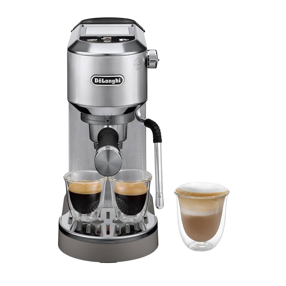 ყავის აპარატი DeLonghi ‎EC890.M Dedica Duo, 1450W, 1.1L, Coffee Machine, Silver