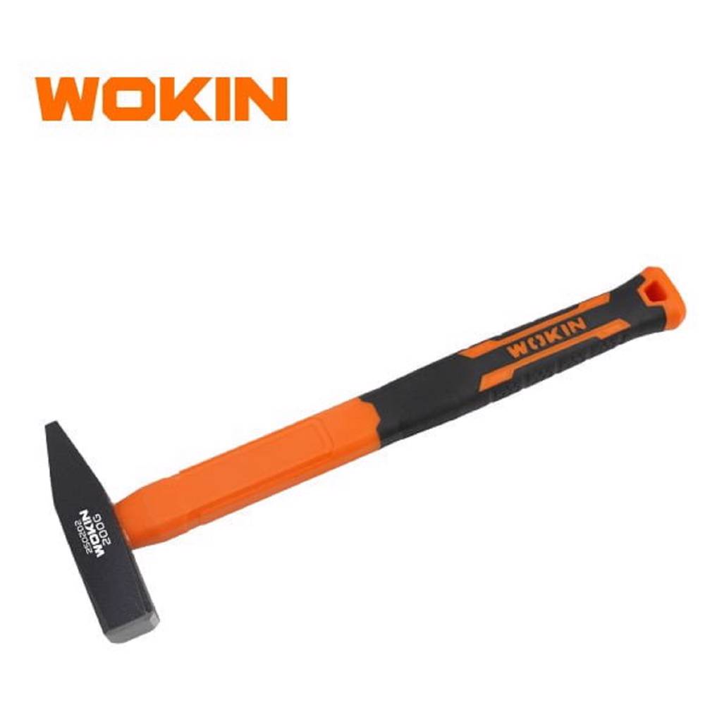 მეტალის ჩაქუჩი რეზინის სახელურით Wokin 250202, 200G, Machinist Hammer, Black/Orange