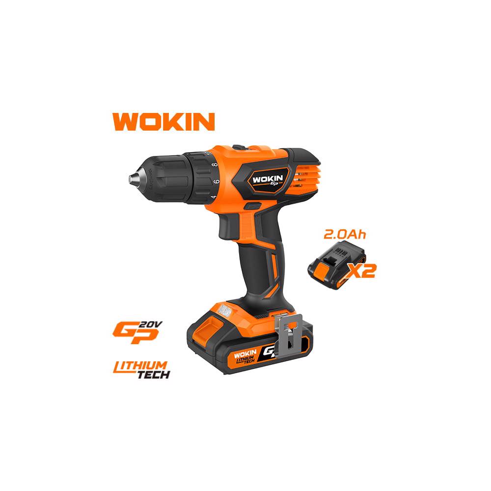 აკ. ბურღი-სახრახნისი  Wokin 622035, 1500Rpm, 20V LI-ION CORDLESS DRILL Black/Orange